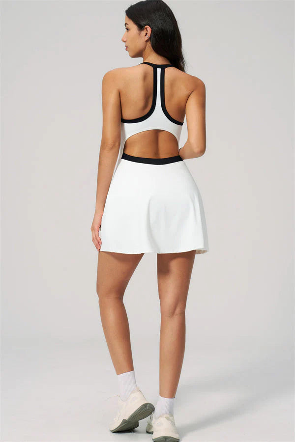 The Rally Court Tennis Dress Built-in inner Shorts in White – now wellness